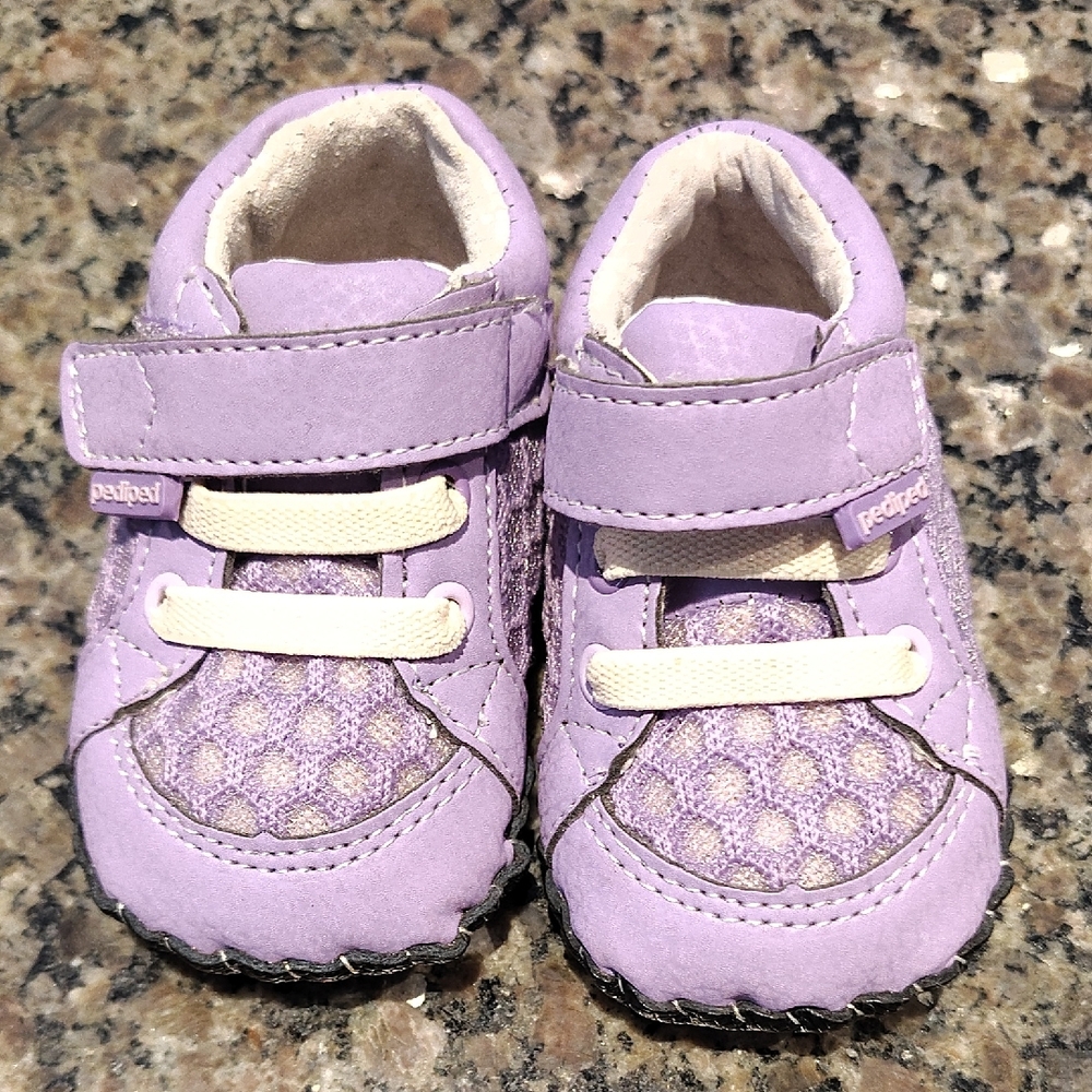 Pediped Lavender Baby Shoes with Cream Accents
